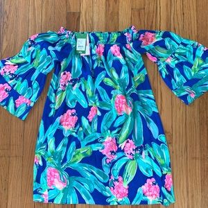 Lily Pulitzer Tobyn Off the Shoulder Silk Tunic